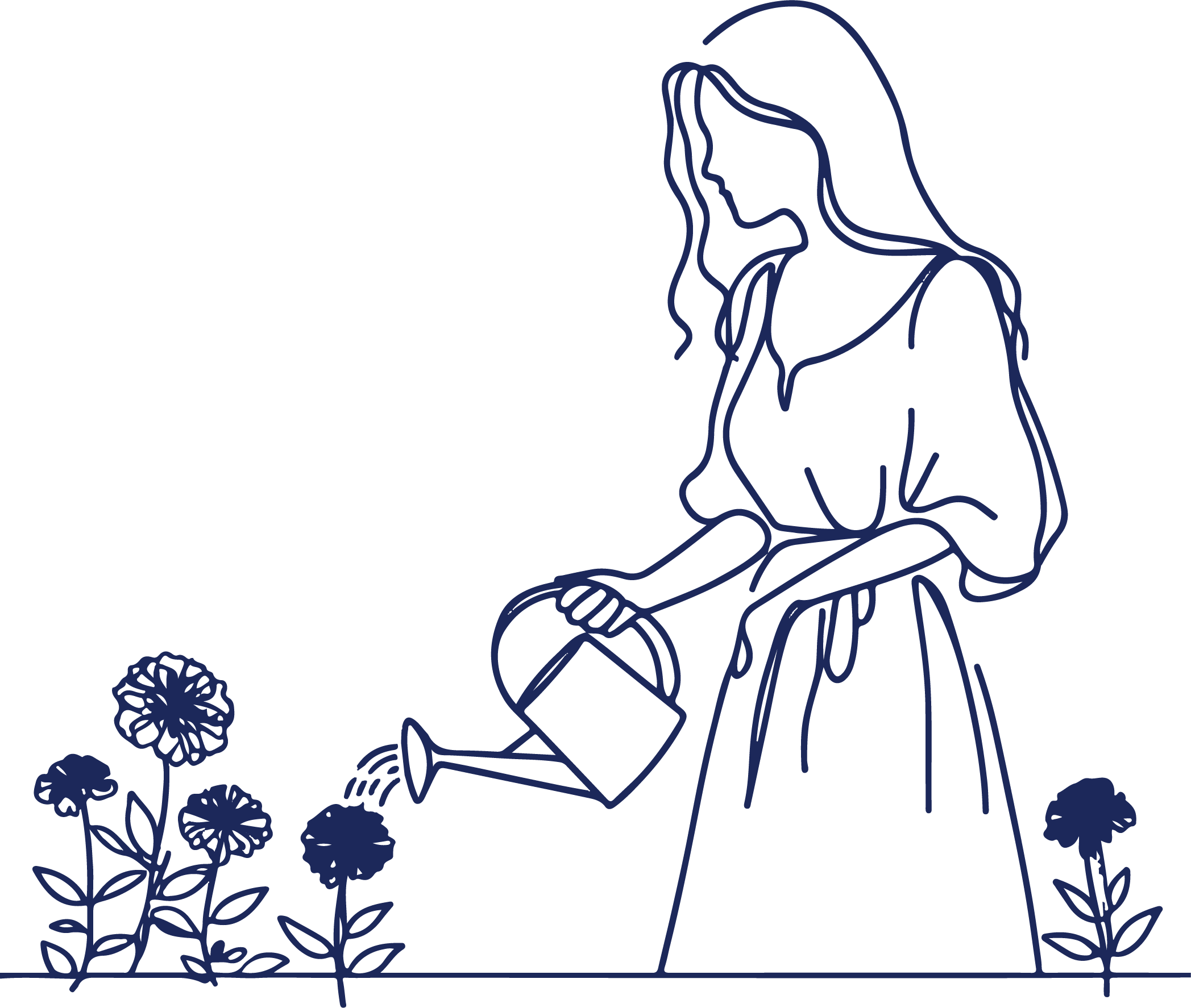 woman watering flowers